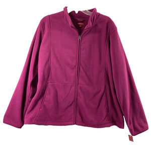 Merona Fleece Jacket Womens Size 2X‎ Full Zip Pink Lightweight Cozycore Casual